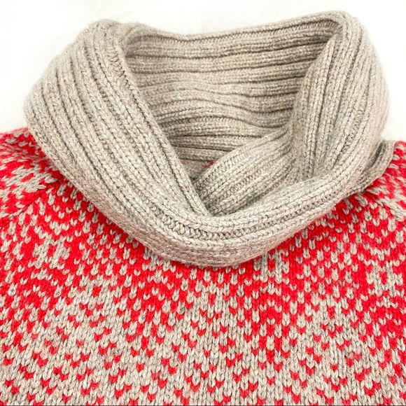 GAP Fair Isle Lambs’ Wool Sweater Festive Thick Knit Cowl Neck Turtleneck Nordic - Picture 5 of 16